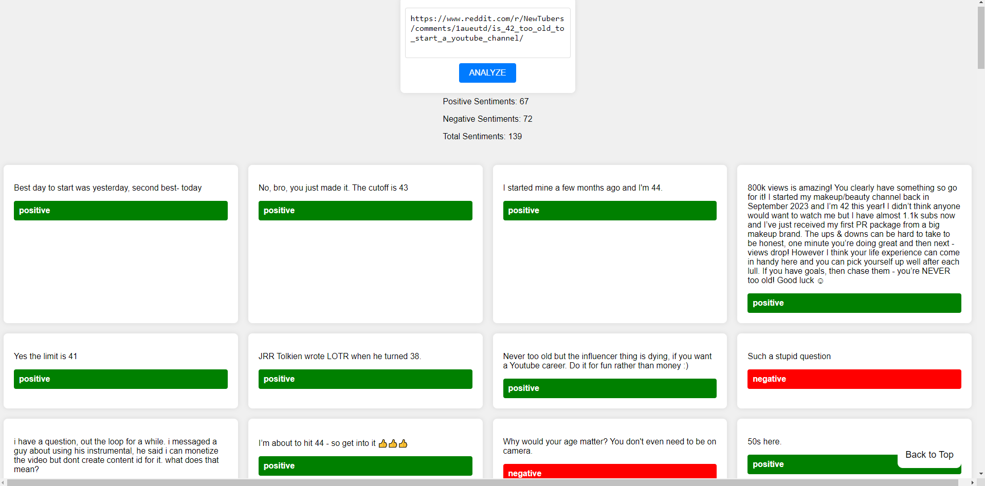 Sentiment Analysis screenshot